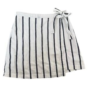 Abercrombie & Fitch White Pin Stripe Linen Wrap Skirt Tie Coastal Grandmother-S